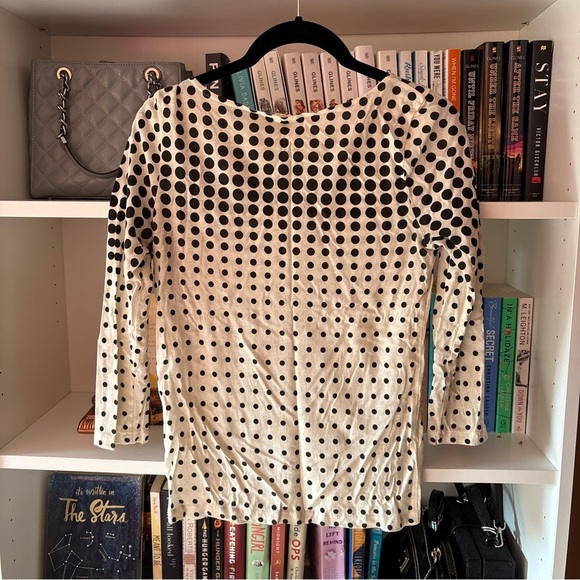 J. Crew Cream and Black Polka Dot Top Size Extra Small - Picture 4 of 4